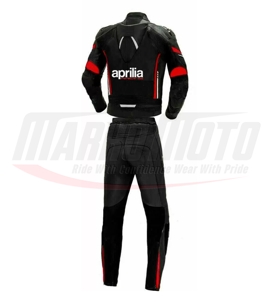 Aprilia Black and Red Motorcycle Racing Leather Suit 1pcs & 2pcs