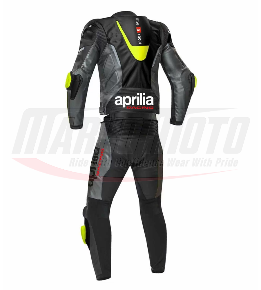 Black Aprilia Motorcycle Racing Leather Suit 1pcs & 2pcs