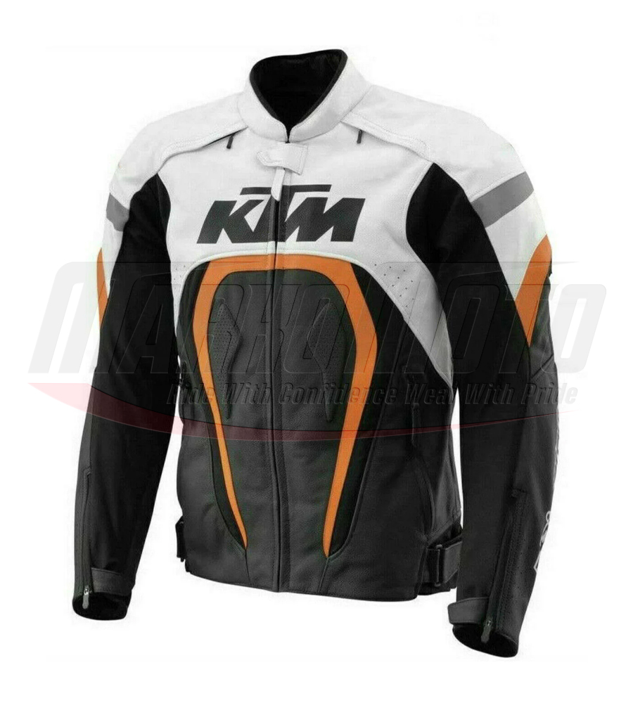 KTM Black Orange Motorcycle Leather Racing Jacket
