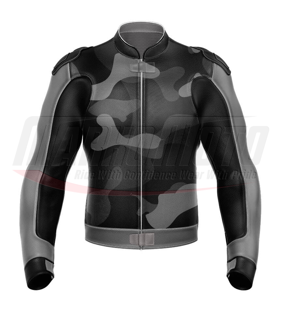 Camouflage Motorbike Racing Leather Jacket for Men & Women