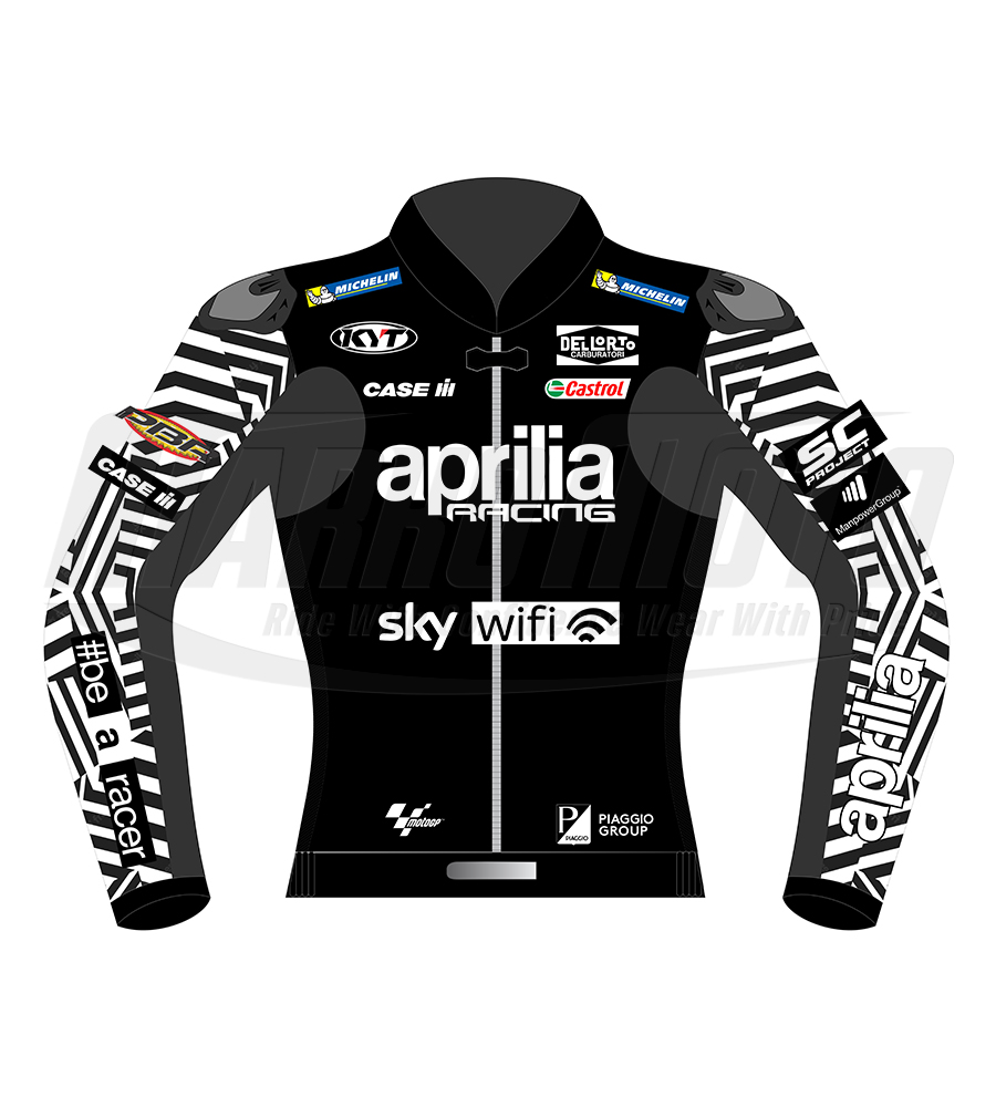 Aprilia WT Black & White Motorcycle Racing Jacket Aleix Espargaro MotoGP 2023 For Men & Women
