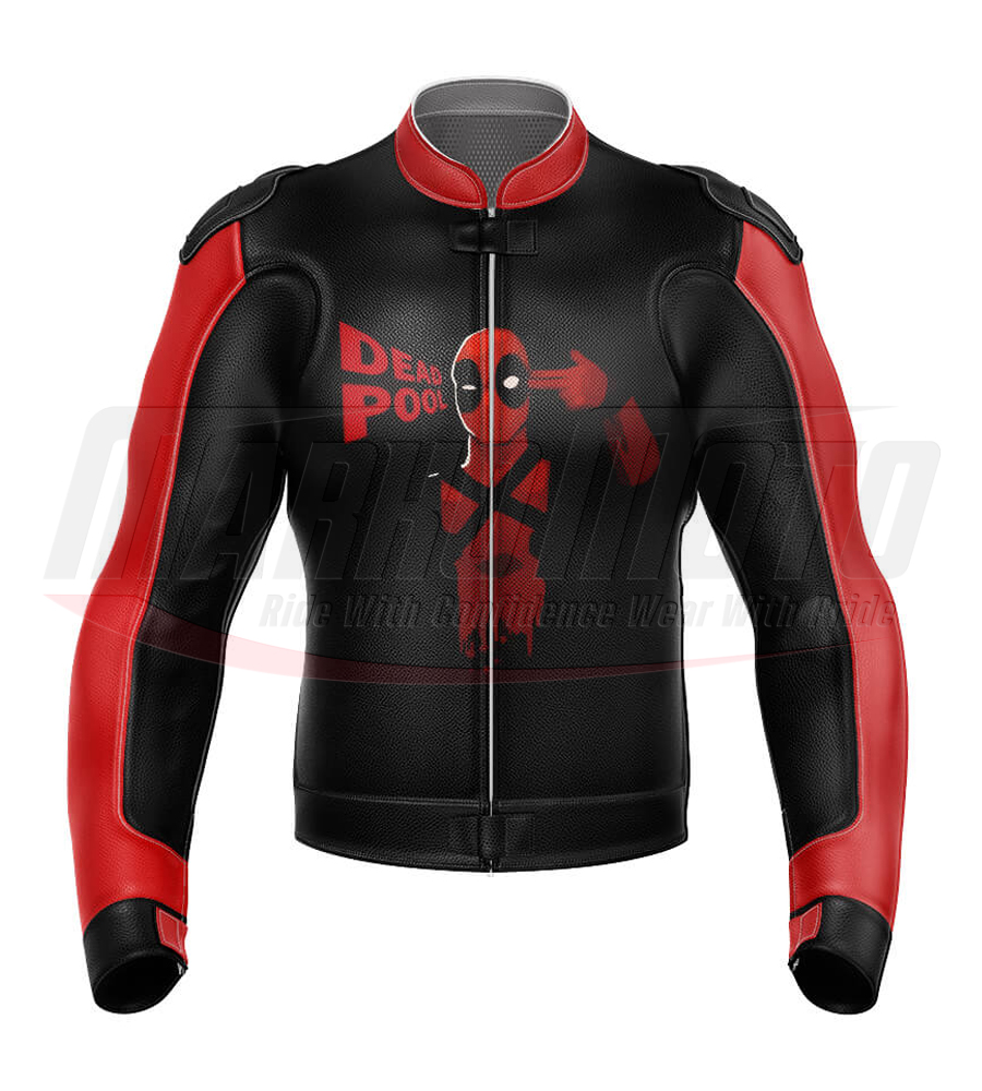 Deadpool Motorcycle Leather Jacket - Deadpool Leather Jacket for Men & Women