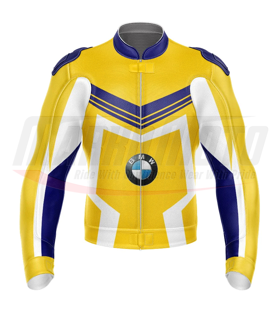 Leon Haslam BMW Yellow Motorcycle Racing Leather Jacket for Men & Women