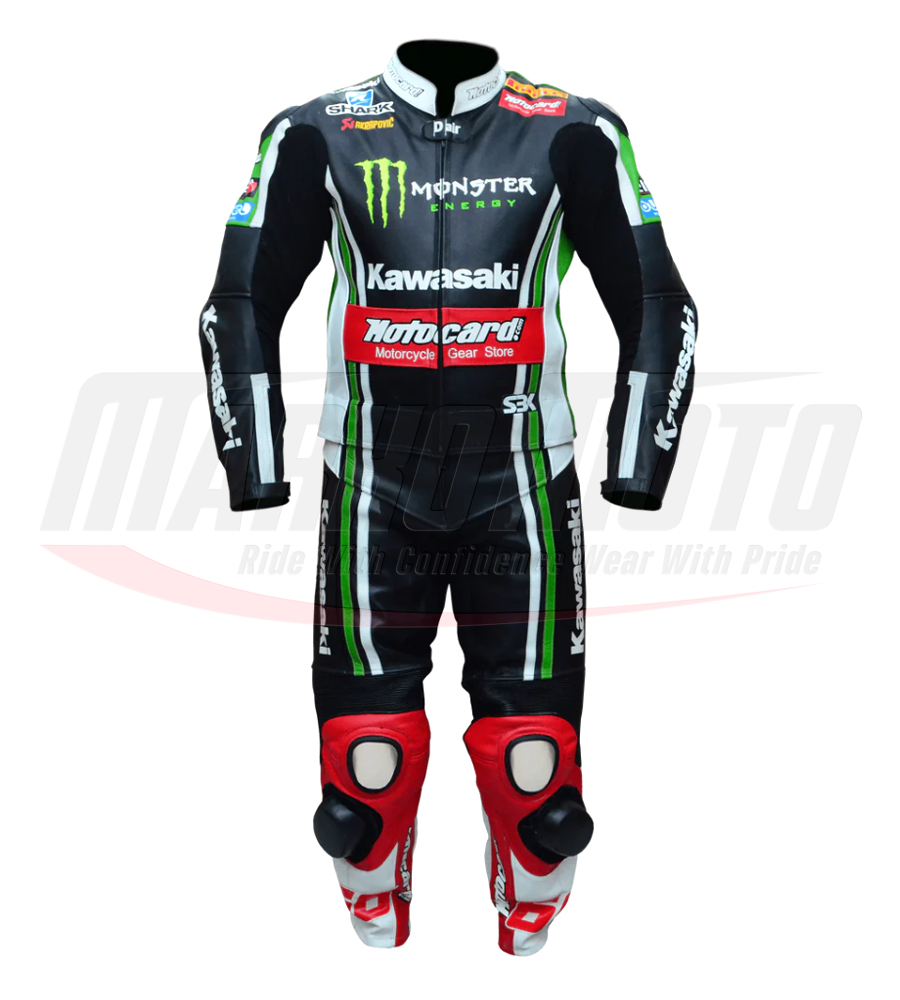 Tom Sykes Kawasaki Ninja Motorcycle Racing Leather Suit 1pcs & 2pcs