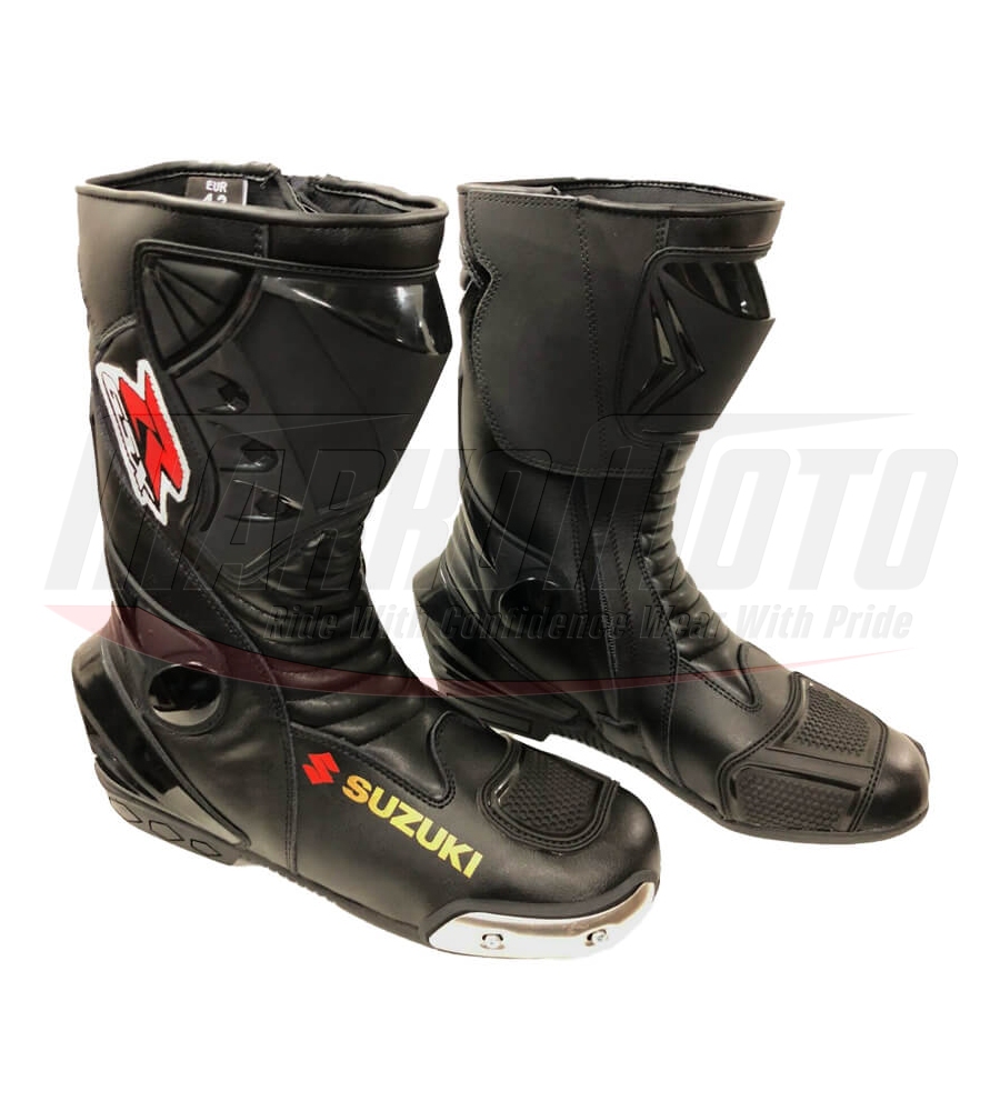 Suzuki GXSR Motorbike Boot - Black - Motorcycle Racing Leather Boot