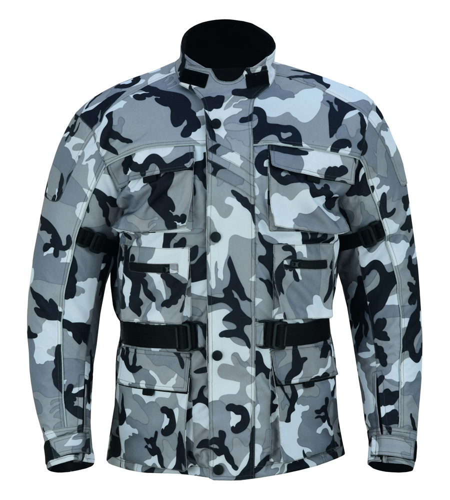 Motorcycle Textile Cardura Jacket 6 Pockets Men's - Silver Grey Camo