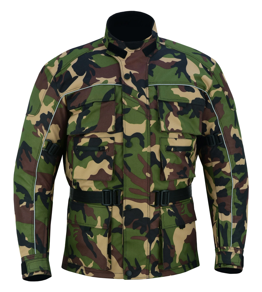 Motorcycle Textile Cardura Jacket 6 Pockets Men's - Army Green Camo - CE Armor
