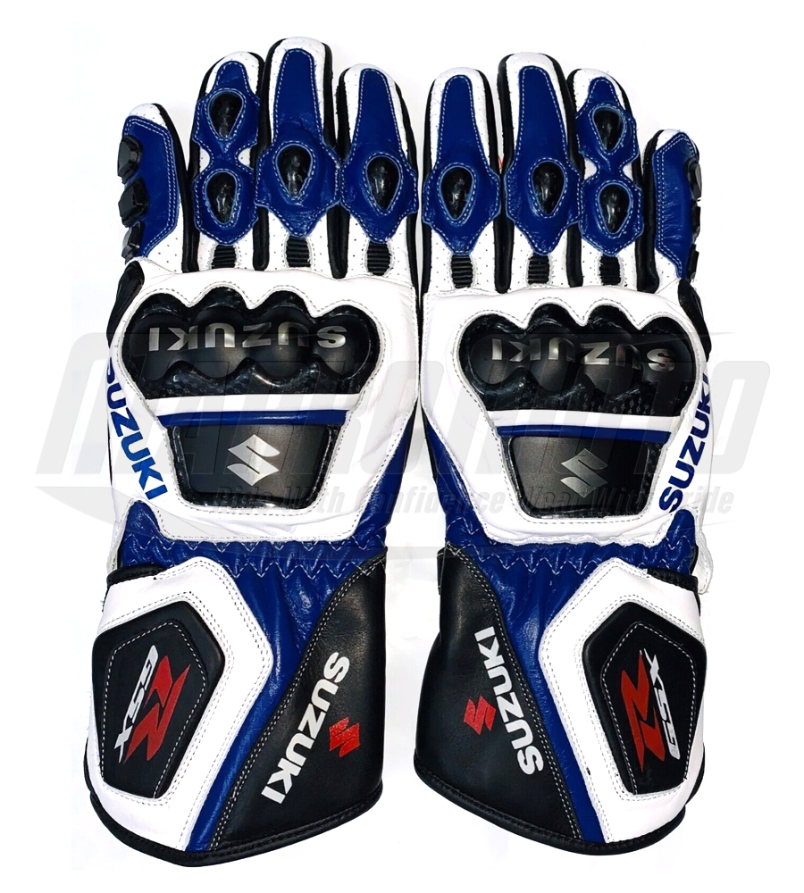 Suzuki GSXR Motorcycle Motorbike Racing Leather Gloves MotoGP Racing Gloves