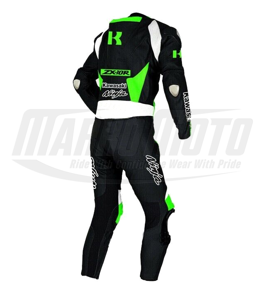 MotoGP Kawasaki Ninja ZX-10R Cowhide Leather Motorcycle/Motorbike Racing Suit 1pcs & 2pcs