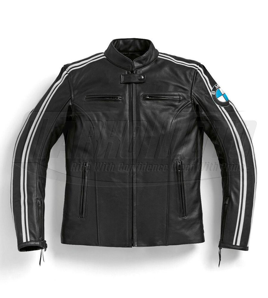 Motorsports Leather Motorrad Heritage BMW Twin Stripes HD Dual Vents Premium Motorcycle Riding Leather Jacket CE Approved For Men & Women