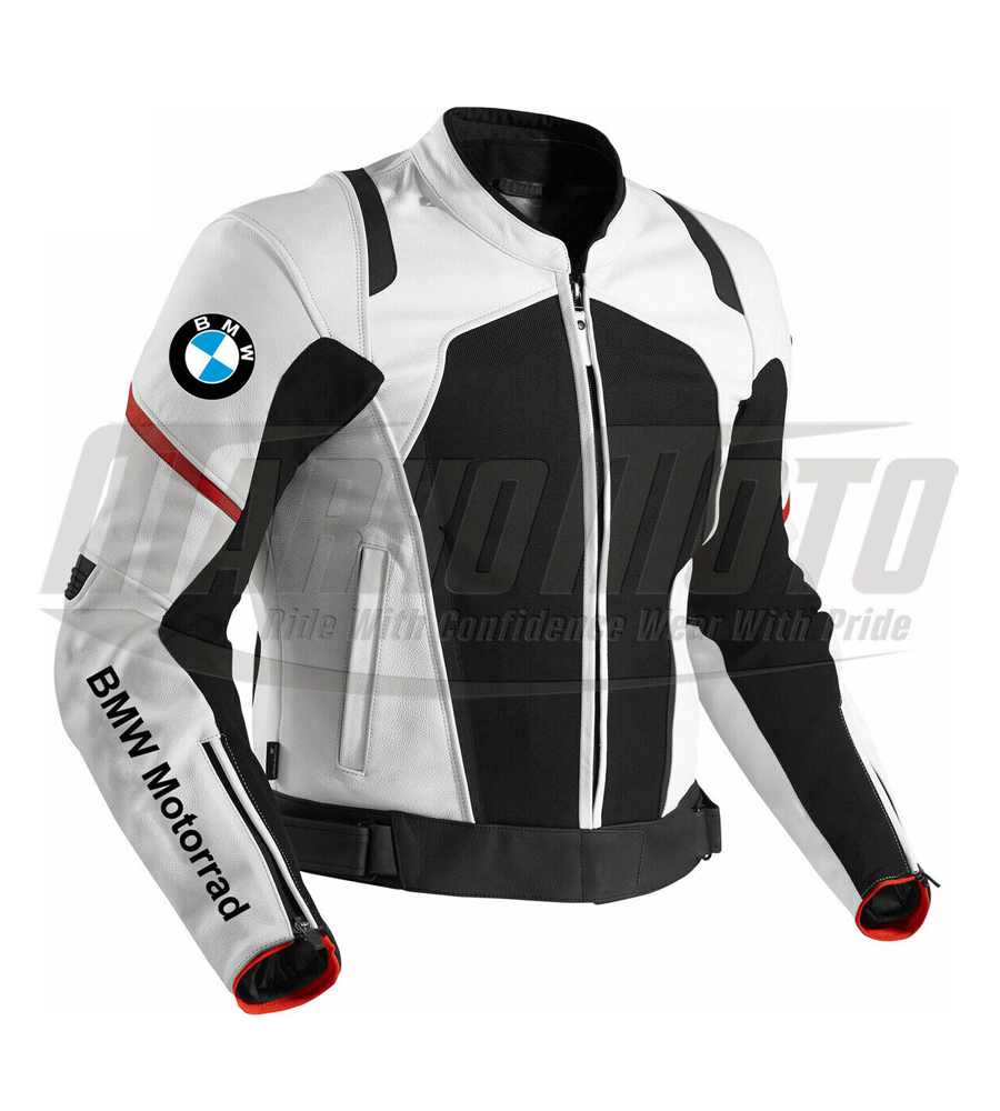 BMW Motorrad Premium Motorcycle Riding Jacket Kangaroo and Cowhide Leather Racing Jacket with CE Approved Protections For Men & Women