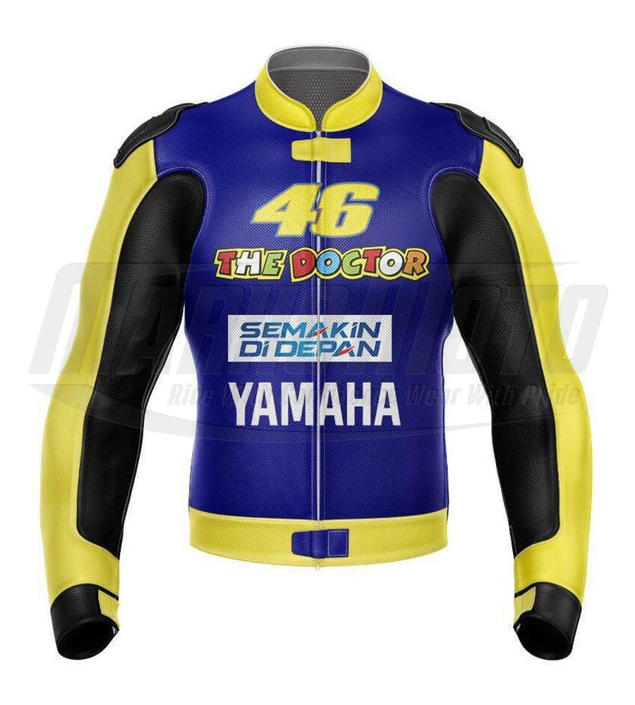 VR 46 Yamaha Motorcycle Kangaroo and Cowhide Leather Racing Jacket CE Approved For Men & Women