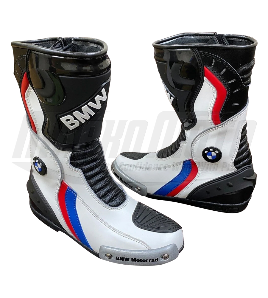 BMW Motorrad Biker Cowhide and Kangaroo Leather Racing Suit 1pcs & 2pcs, BMW Racing Gloves, BMW Racing Boots For Men and Women 3 in 1 Package