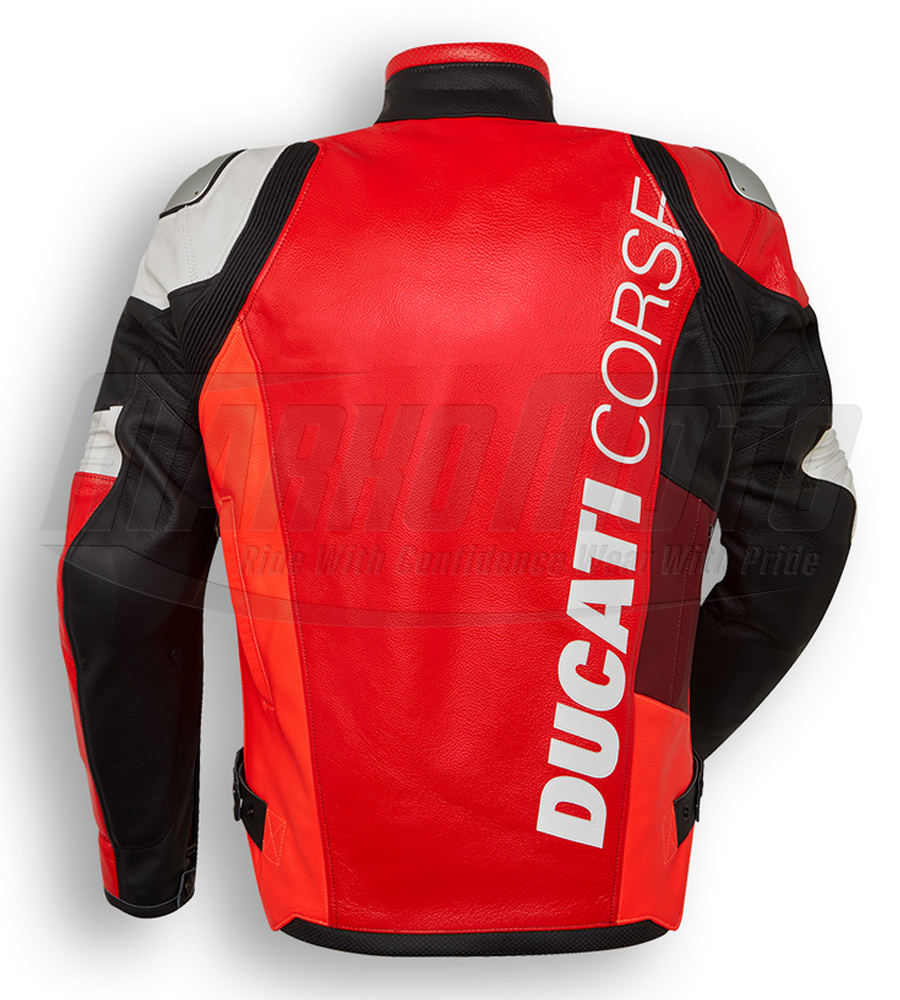 Ducati Corse C6 in Red/White/Black Riding Jacket Kangaroo and Cowhide Leather Racing Jacket For Men & Women