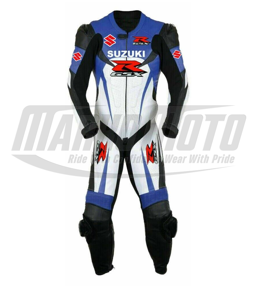 Suzuki R GSX Motorcycle Kangaroo & Cowhide Leather Racing Suit CE Approved Armour Protection 1pc & 2pc