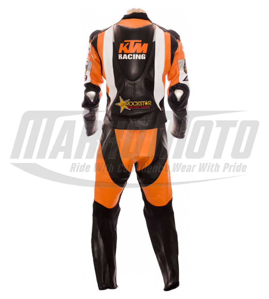 KTM Racing Orange Cowhide and Kangaroo Leather Motorcycle Racing Suit 1pc & 2pcs