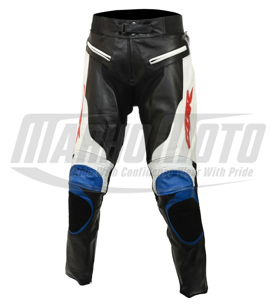 Honda Racing CBR Black and Blue Cowhide and Kangaroo Leather Motorcycle Racing Suit 1pc & 2pcs