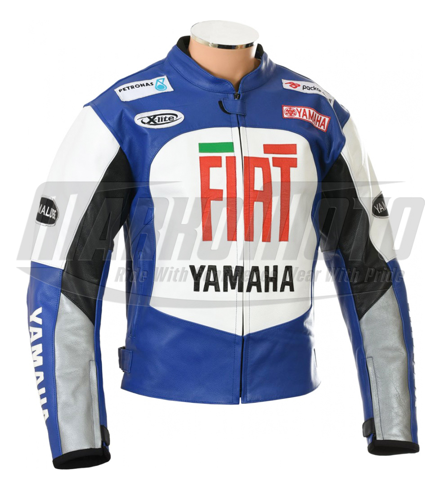 FIAT Yamaha Blue MotoGP Cowhide and Kangaroo Leather Motorcycle Racing Suit 1pc & 2pcs