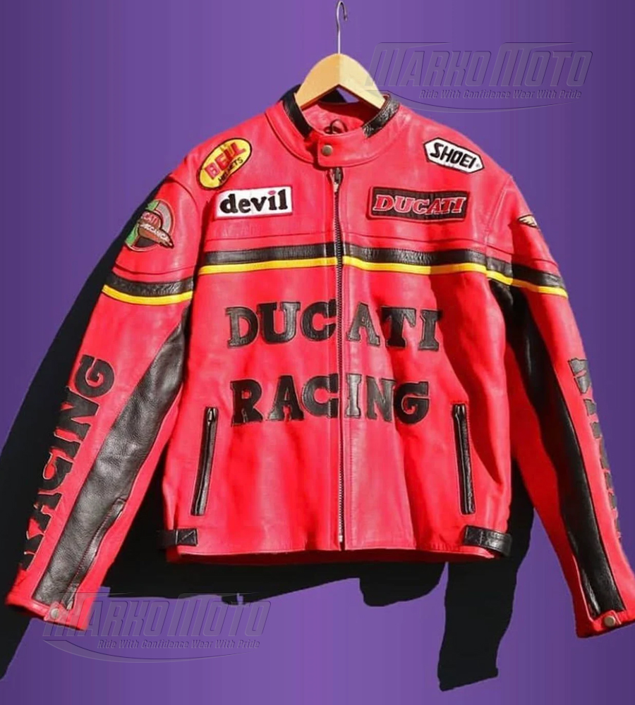 Ducati Fashion Motorcycle Riding Jacket Kangaroo and Cowhide Leather Jacket