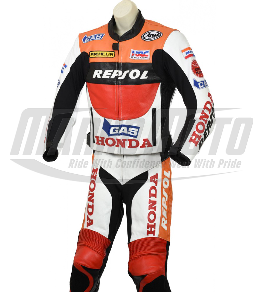 Classic Honda Repsol Gas Motorcycle Leather Racing Suit 1pc & 2pcs