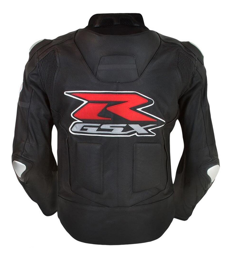 Black Suzuki GSXR Motorcycle Motorbike Sports Cowhide & Kangaroo Leather Racing Jacket