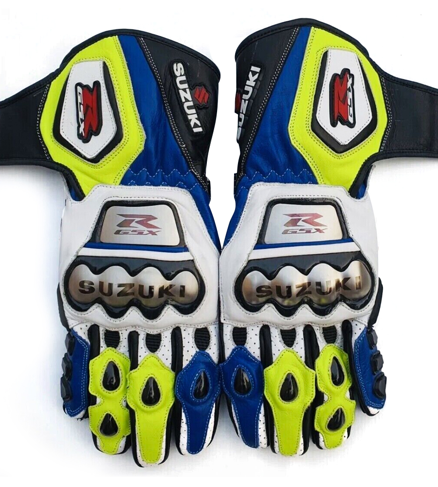 Suzuki GSX R MotoGP Motorbike/ Motorcycle Racing Leather Gloves