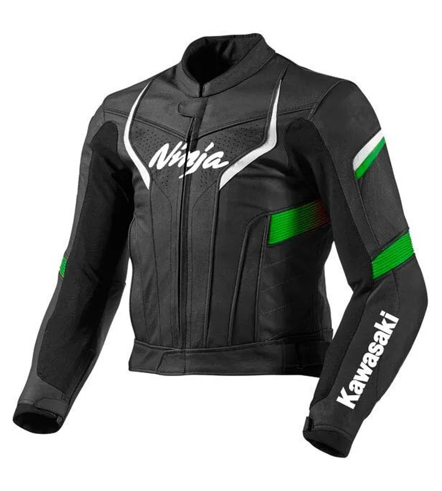 Kawasaki Monster Ninja Motorcycle Racing Genuine Leather Jacket
