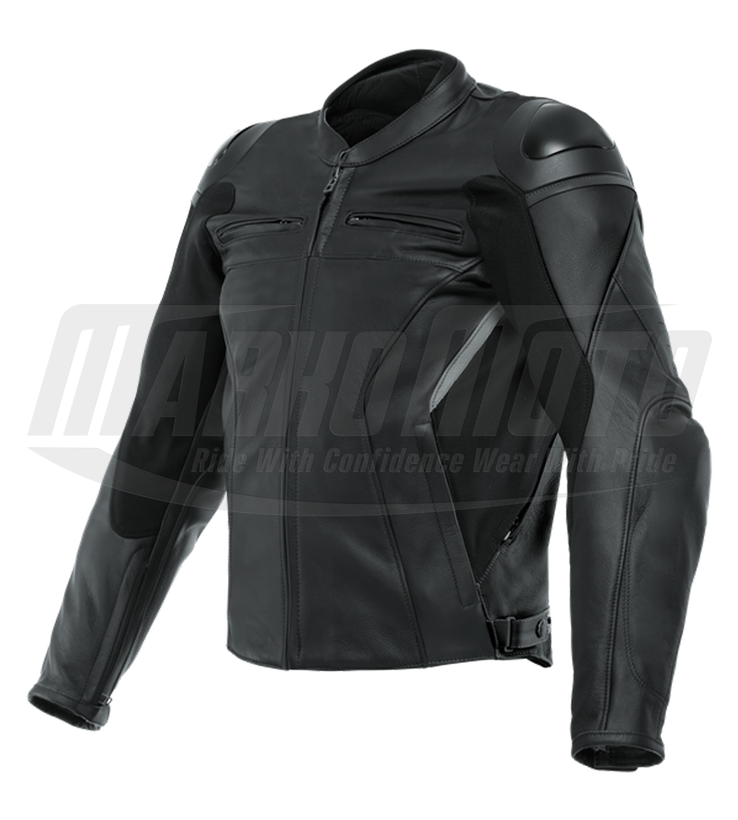 Black and Grey Motorcycle Racing Genuine Leather Jacket