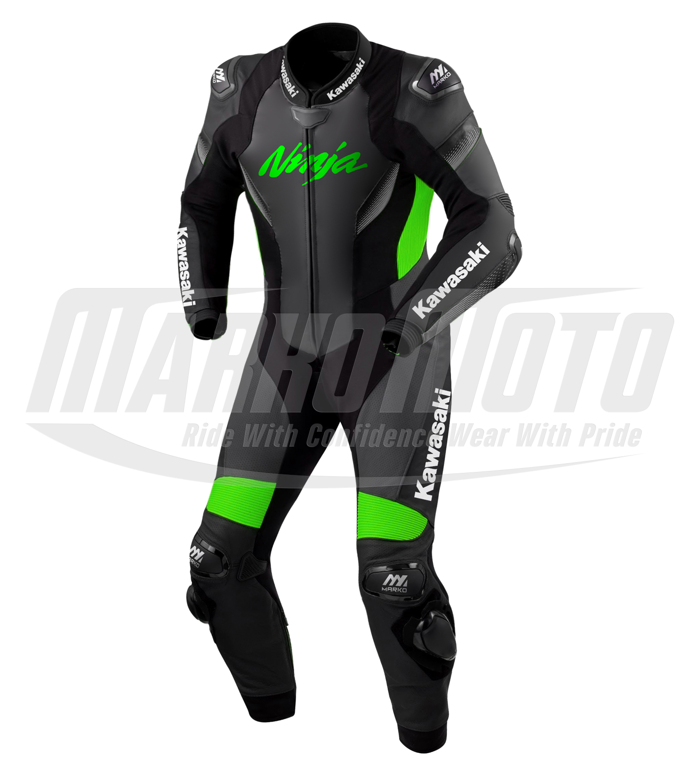 Pro Kawasaki Ninja ZX-10R Motorcycle Racing Leather Suit 1pc & 2pcs