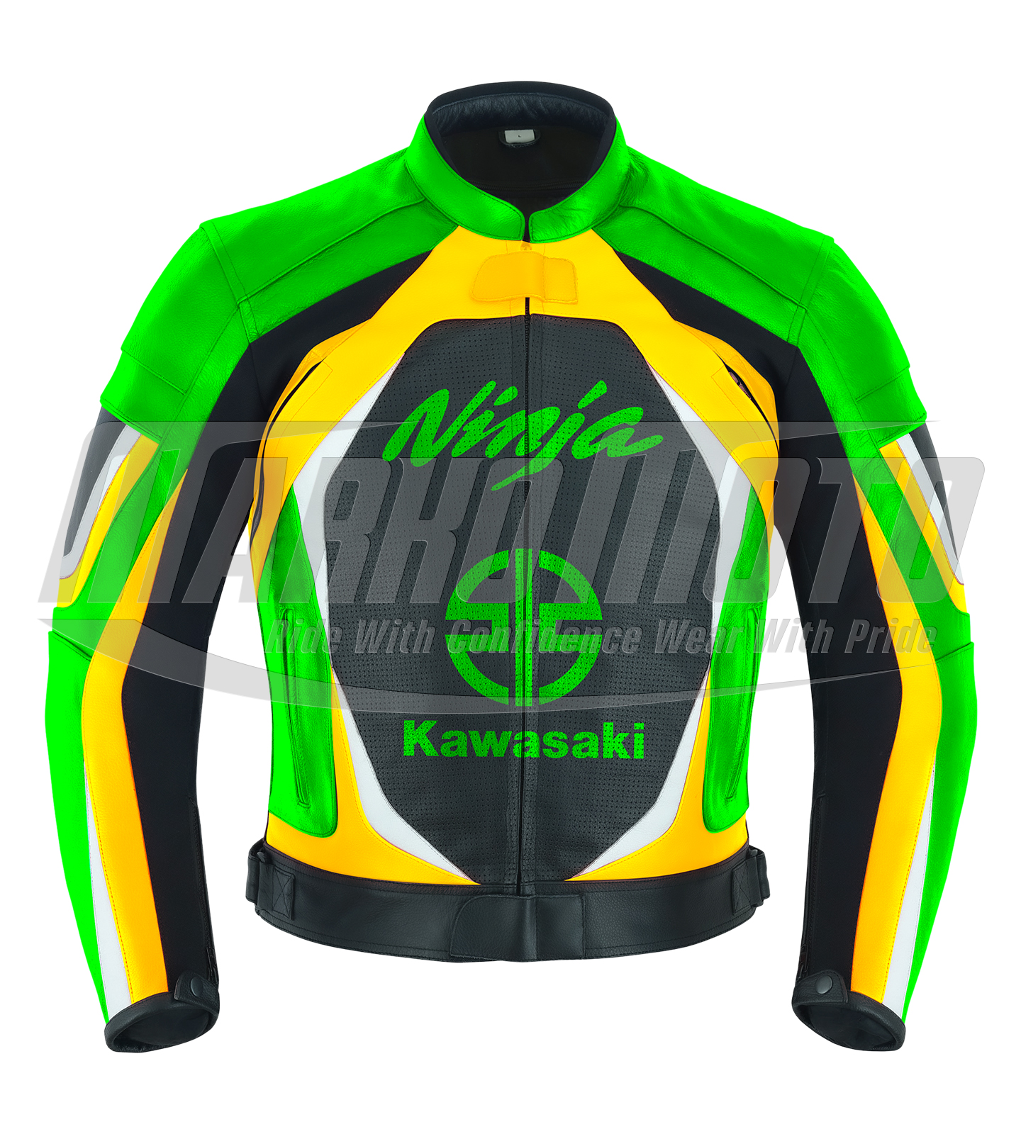 Kawasaki Ninja ZX-6R Fluorescent Green 2025 Leather Racing Jacket